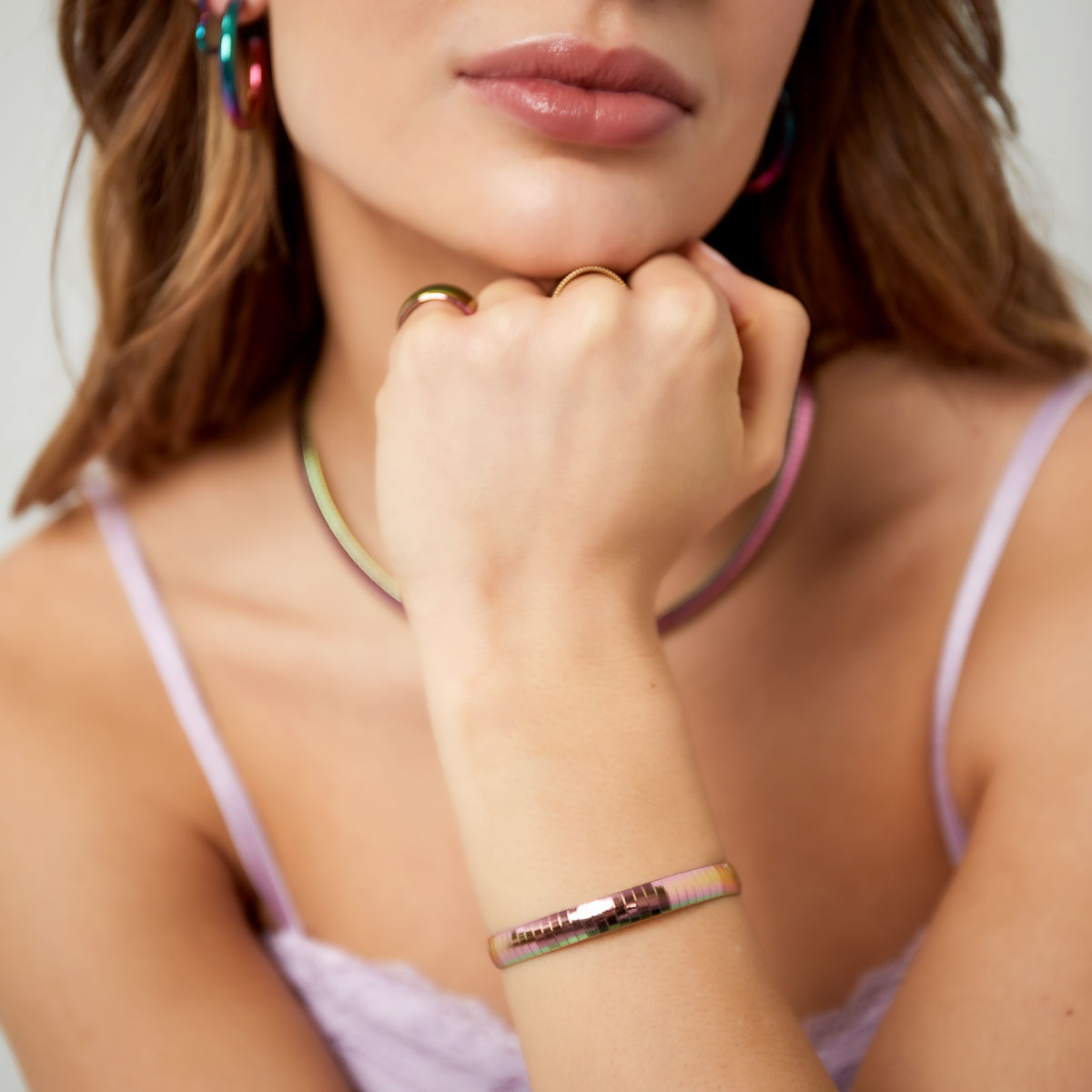 Bracelet holographique en acier inoxydable
