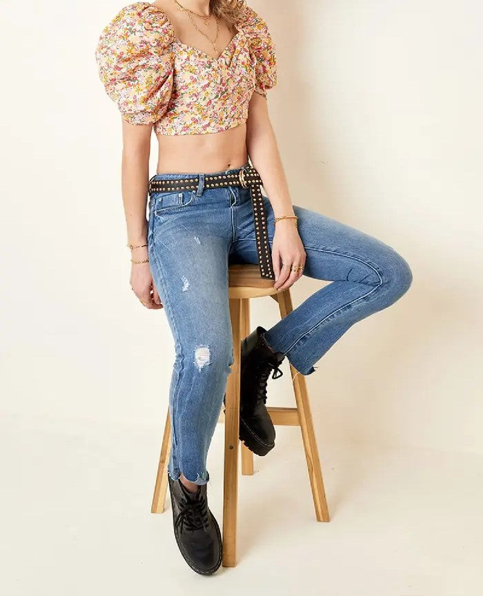 Jeans troué coupe droite