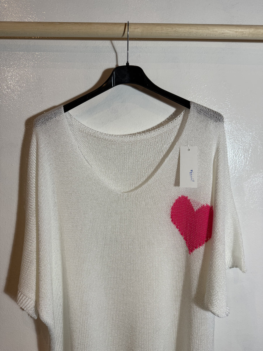 Pull manche courte coeur