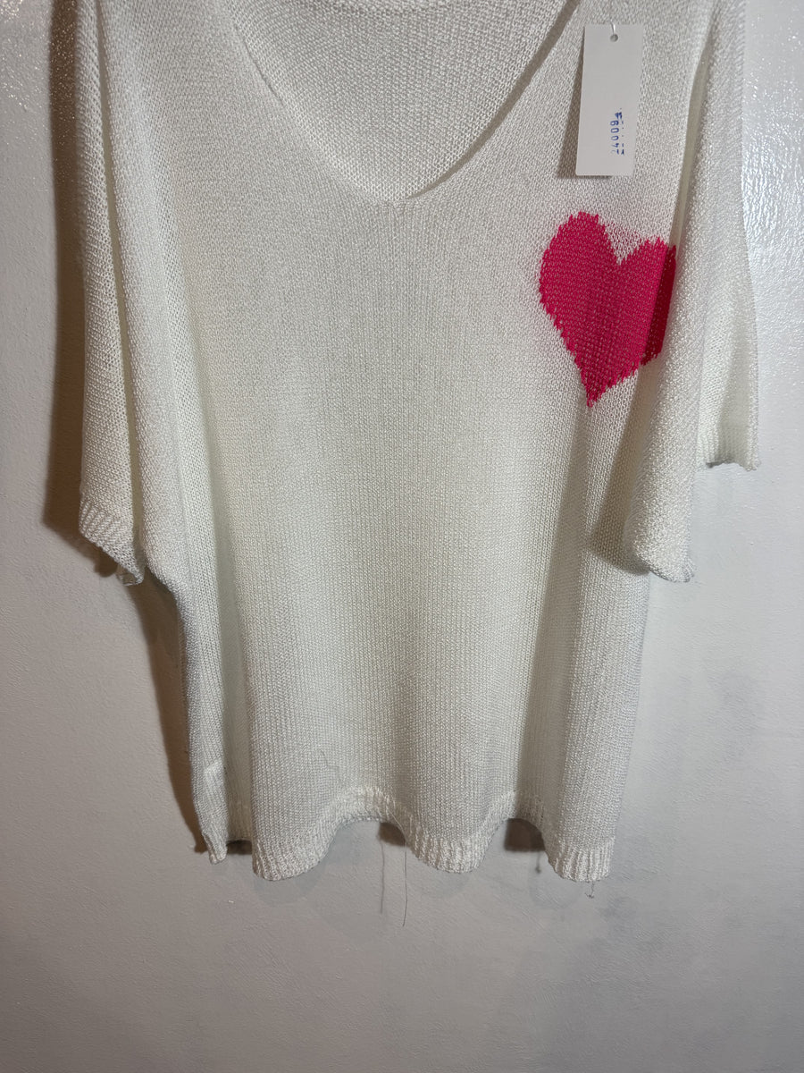 Pull manche courte coeur