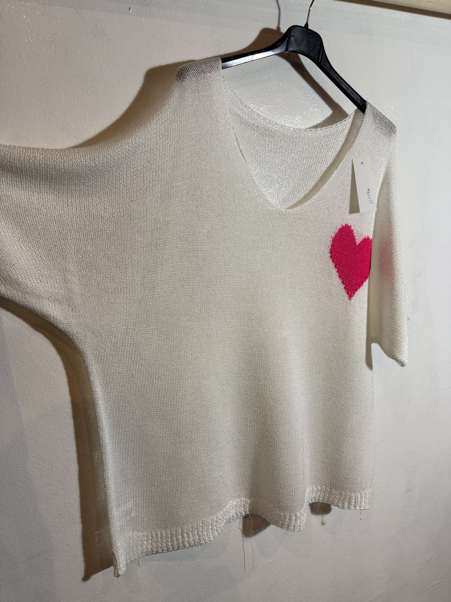 Pull manche courte coeur