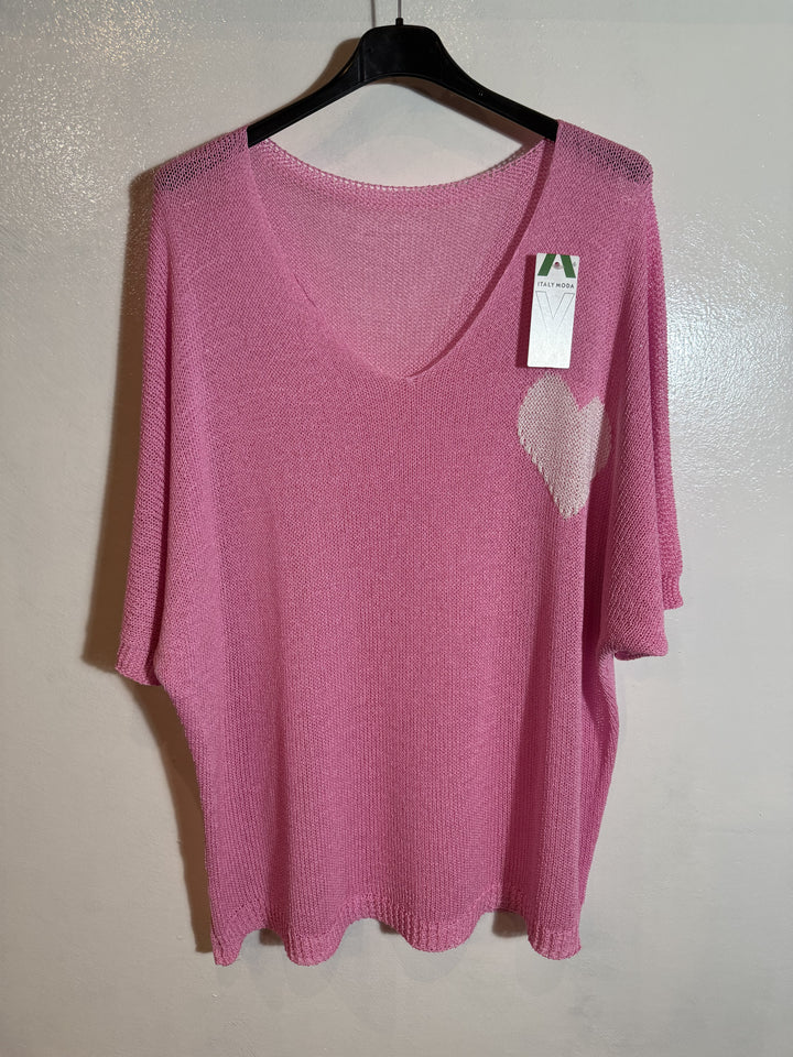 Pull manche courte coeur