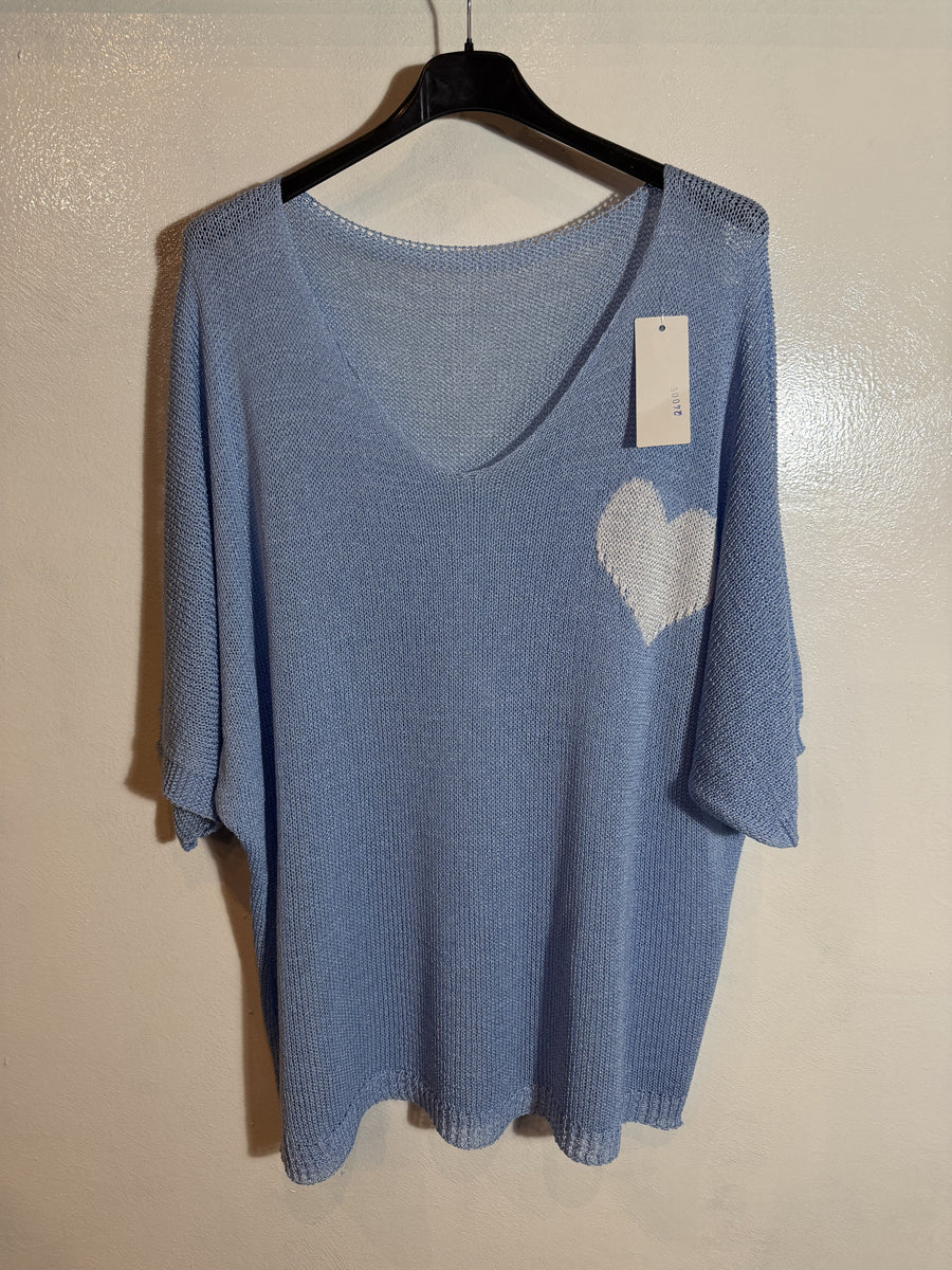 Pull manche courte coeur