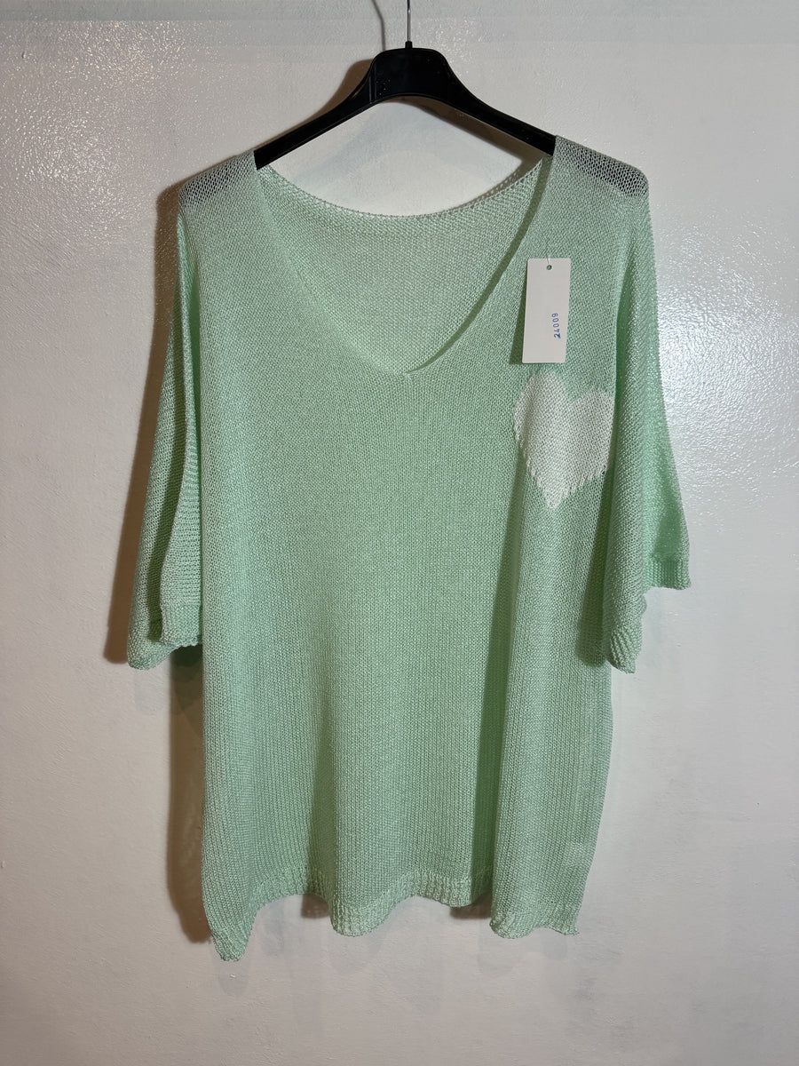 Pull manche courte coeur