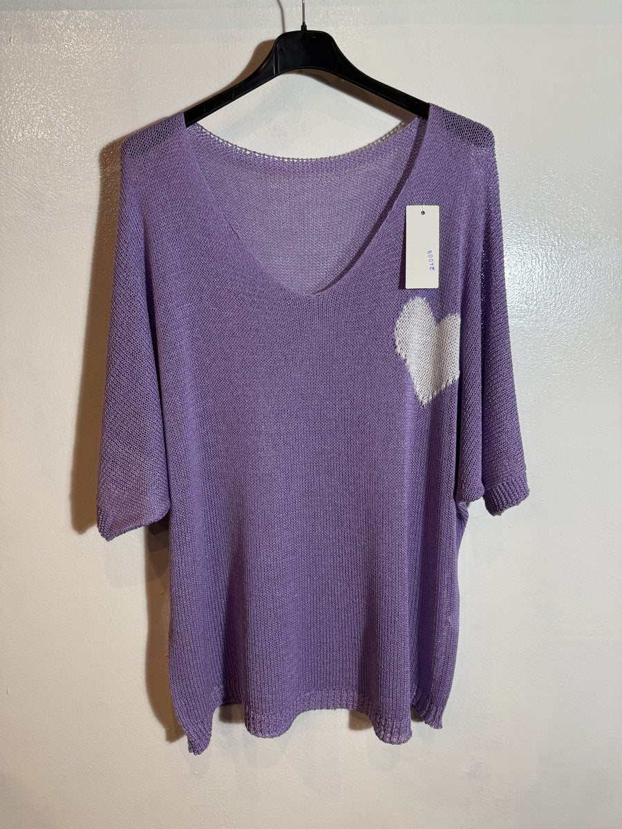 Pull manche courte coeur