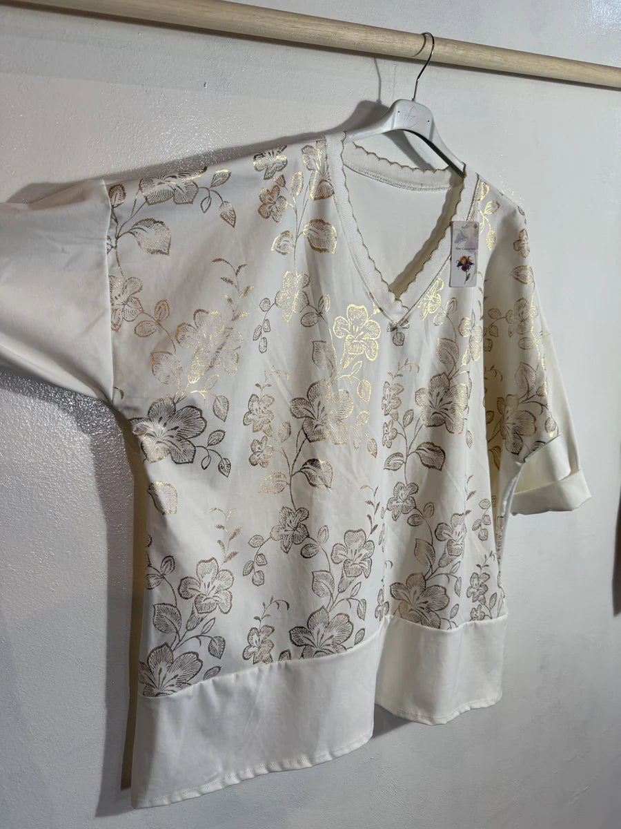 T-shirt épais manches longues imprimé doré