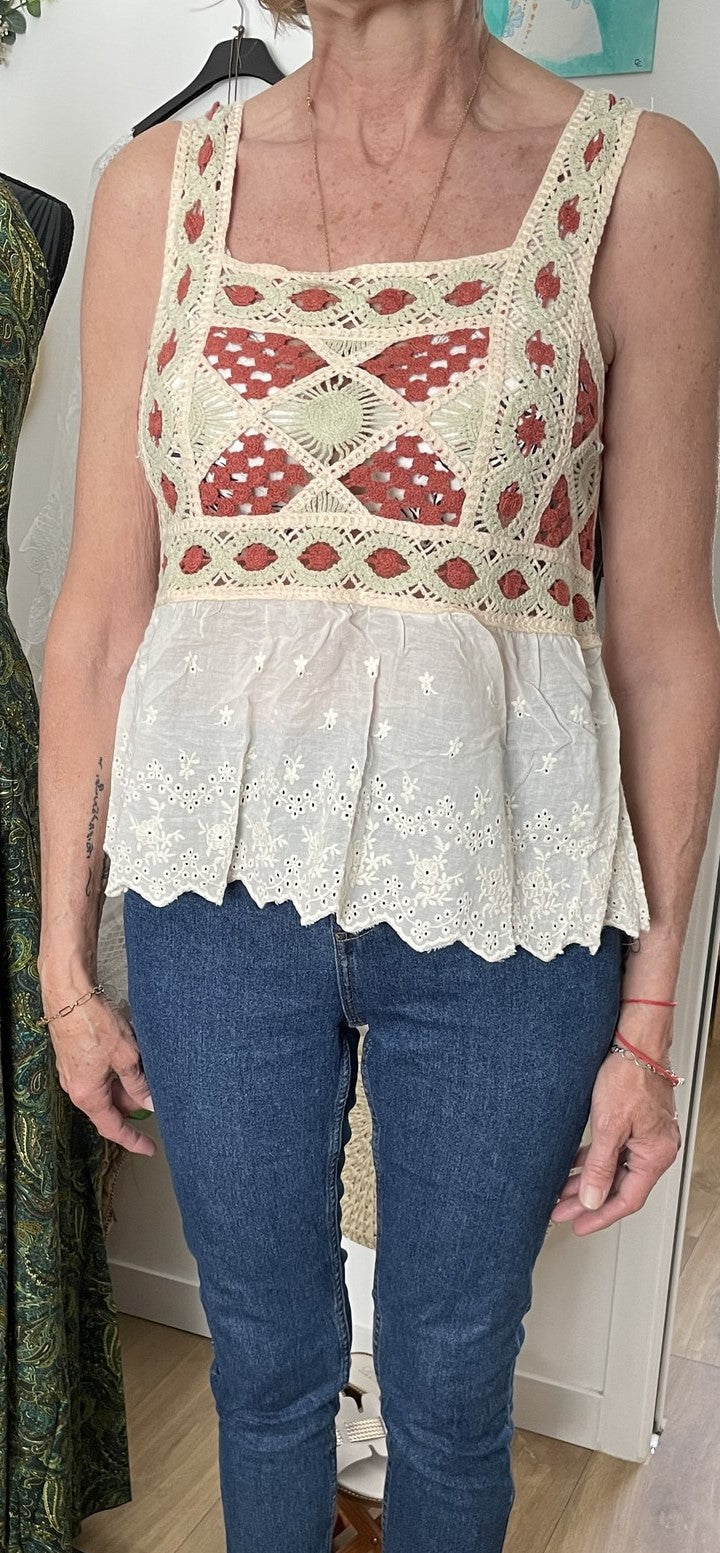 Top en coton et crochet