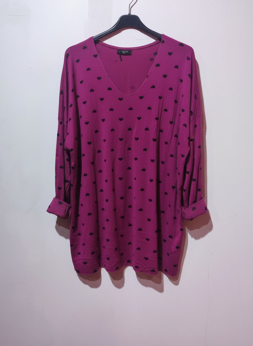 Pull coeur grande taille