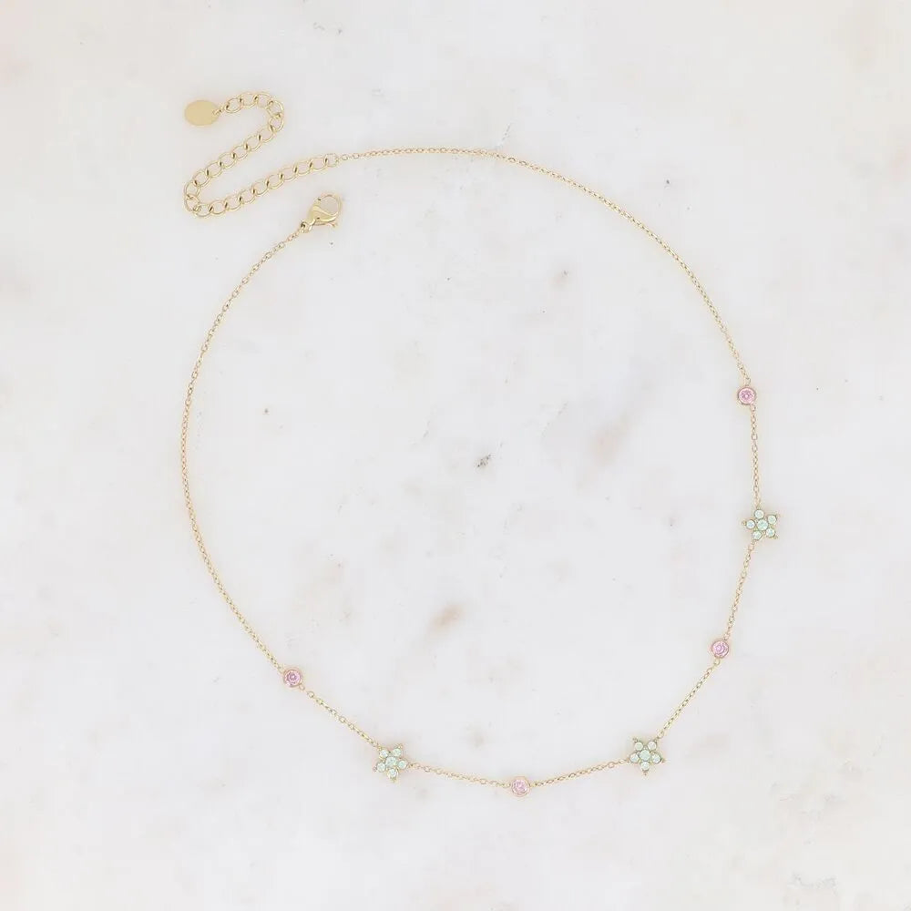 Collier Bohm - 4 Fleurs & Oxydes de Zirconium | Acier Inoxydable