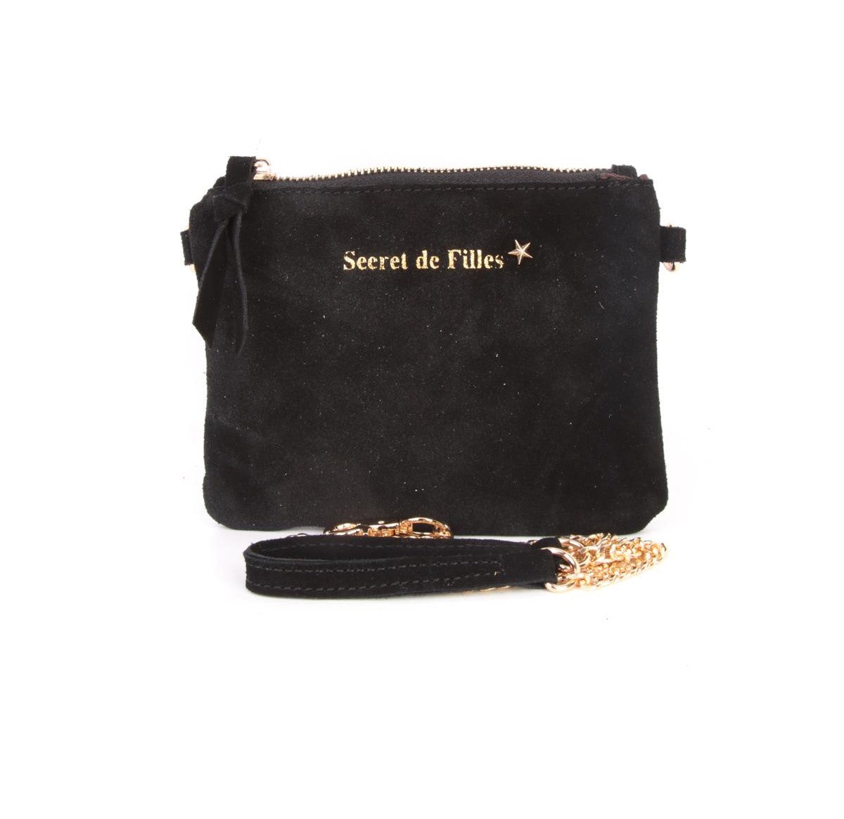 Pochette en cuir Italien "Secret de filles" noire