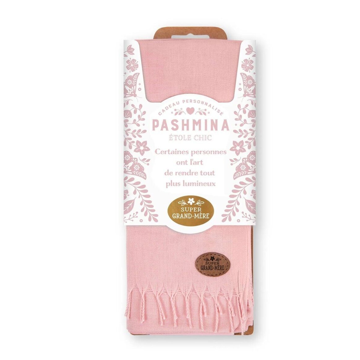 Pashmina rose - étole personnalisée à offrir