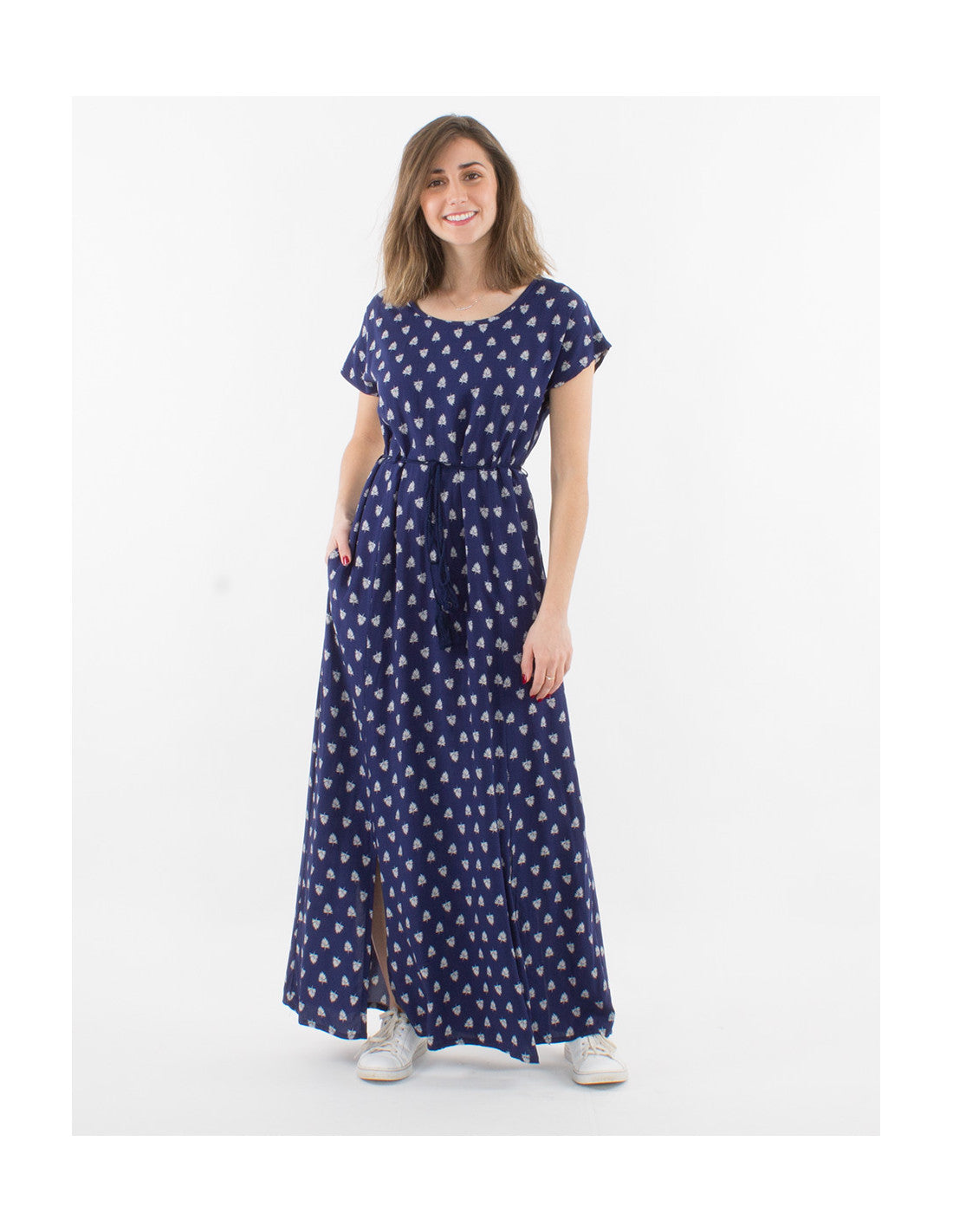 Robe longue d'été fendue boho à plumes