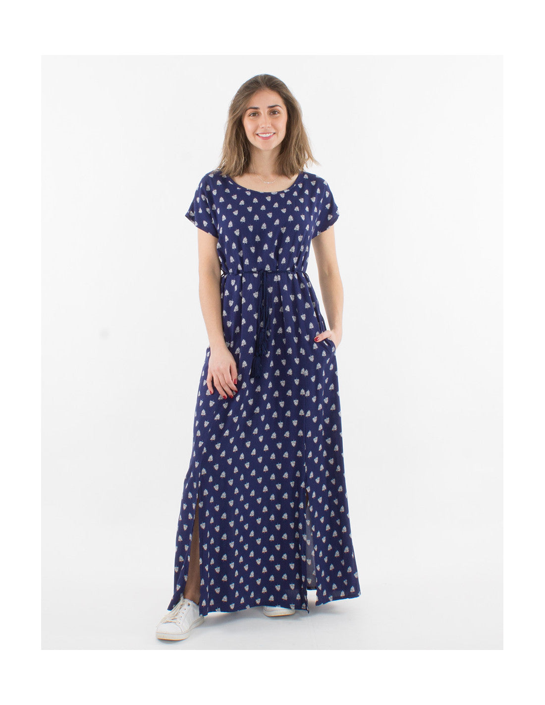 Robe longue d'été fendue boho à plumes