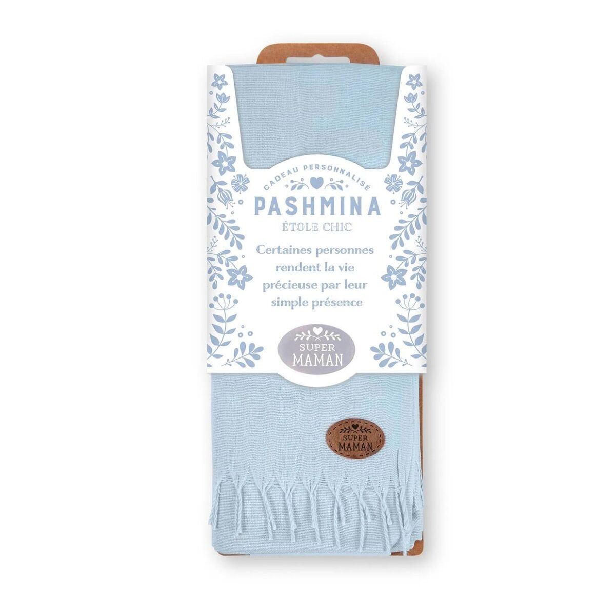 Pashmina bleu à message- l'étole chic à offrir