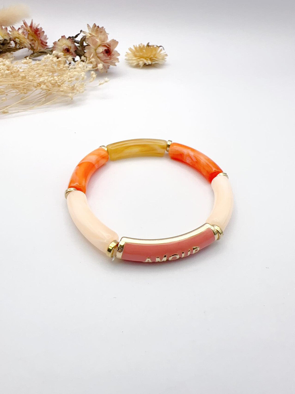 Bracelet tubes fantaisie AMOUR