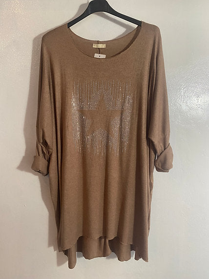 Pull imprimé étoile argenté grande taille