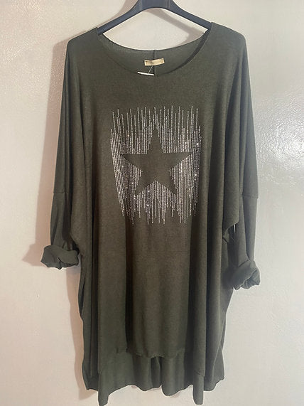Pull imprimé étoile argenté grande taille