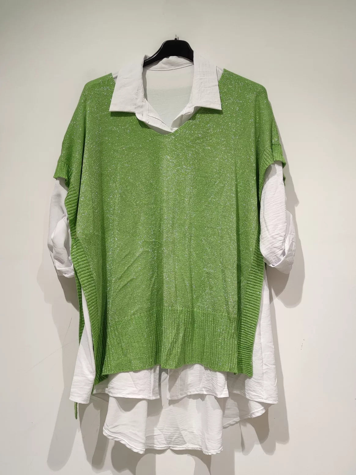 Ensemble 2 pièces chemise + pull type poncho chic ou décontracté