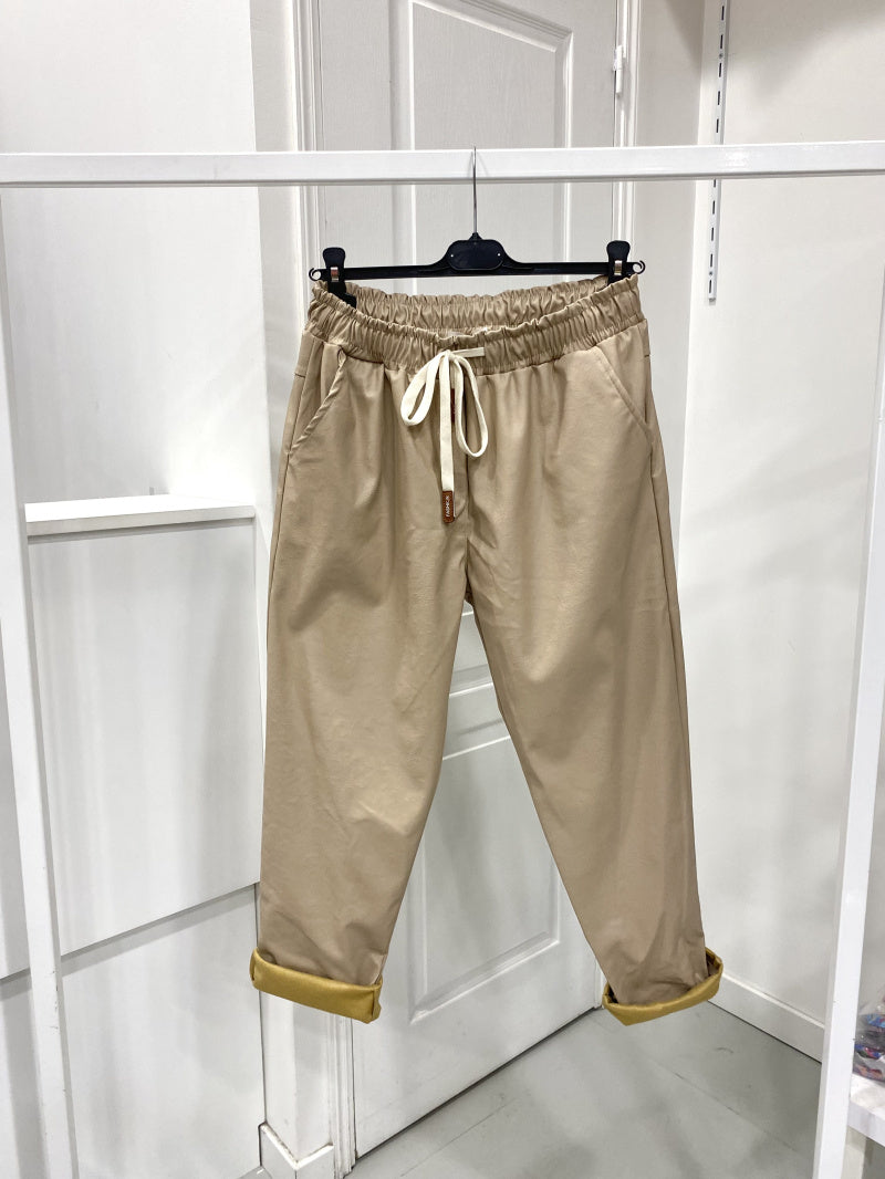 Pantalon large simili cuir