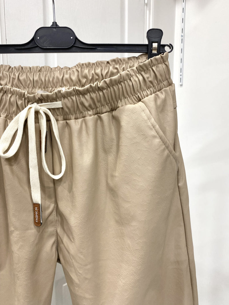 Pantalon large simili cuir