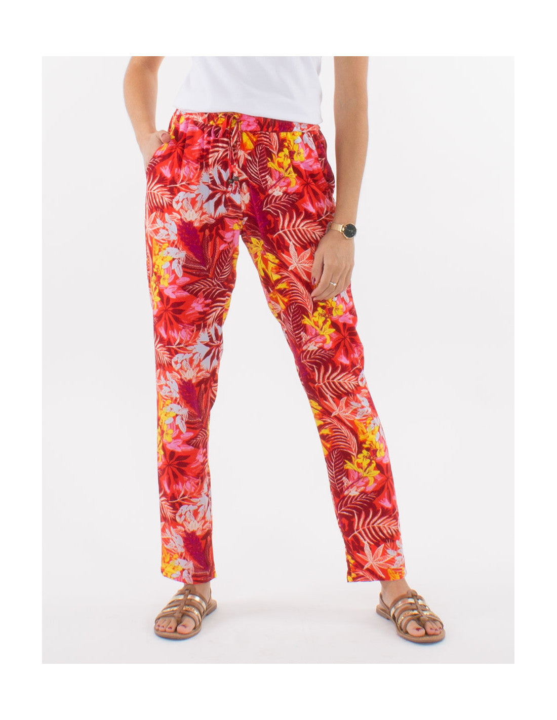 Pantalon fluide imprimé original fleurs Coline