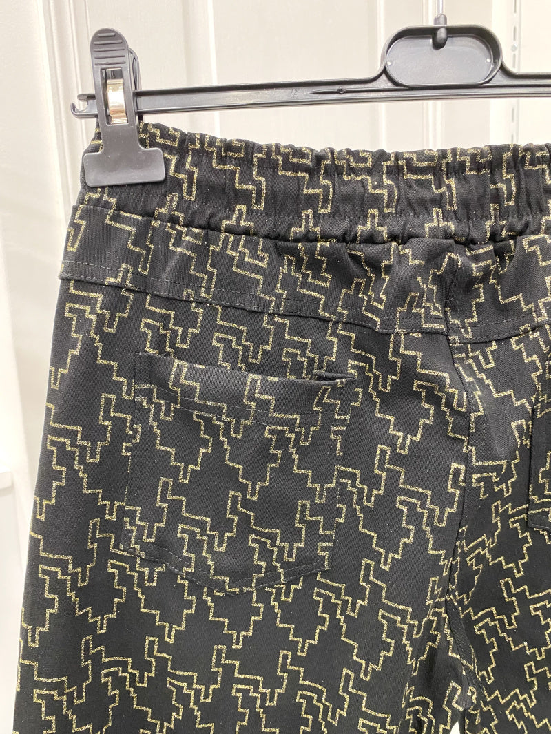 Pantalon taille élastique noir et doré