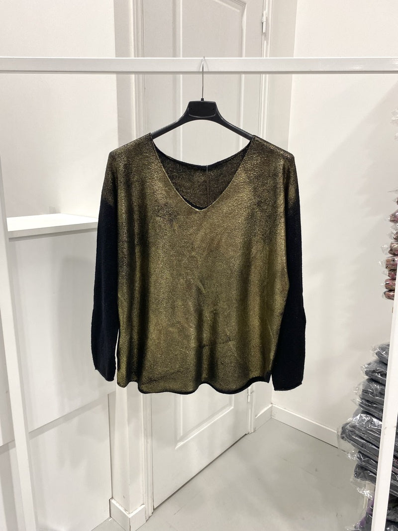 Pull effet métalisé doré