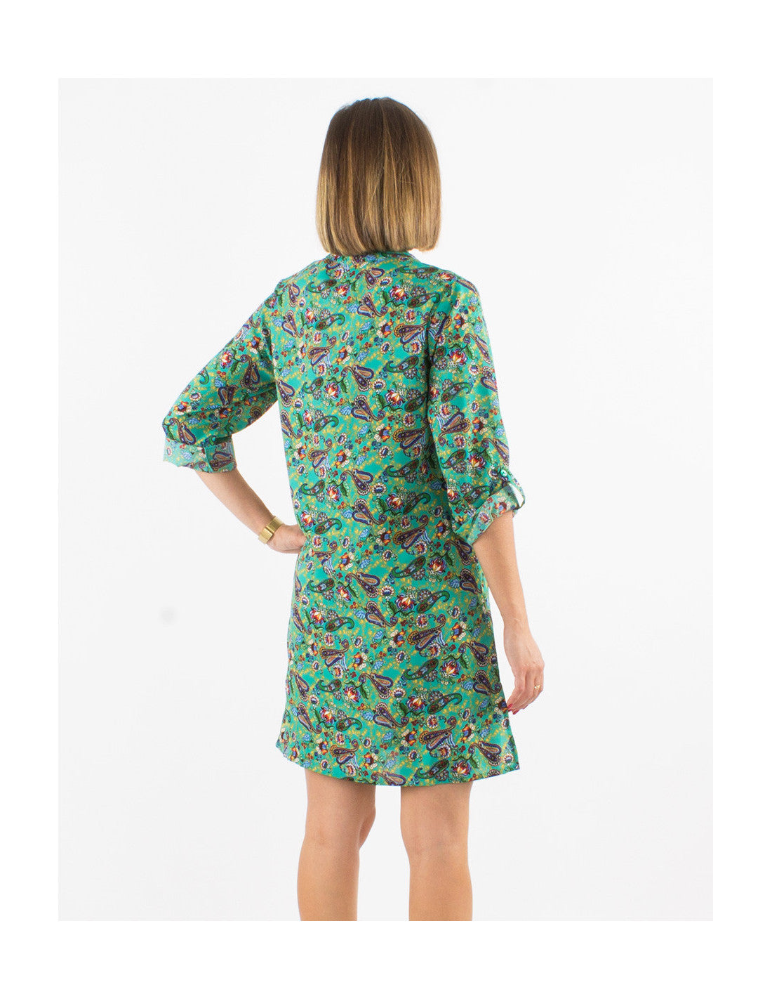 Robe chemise courte à motifs cachemire