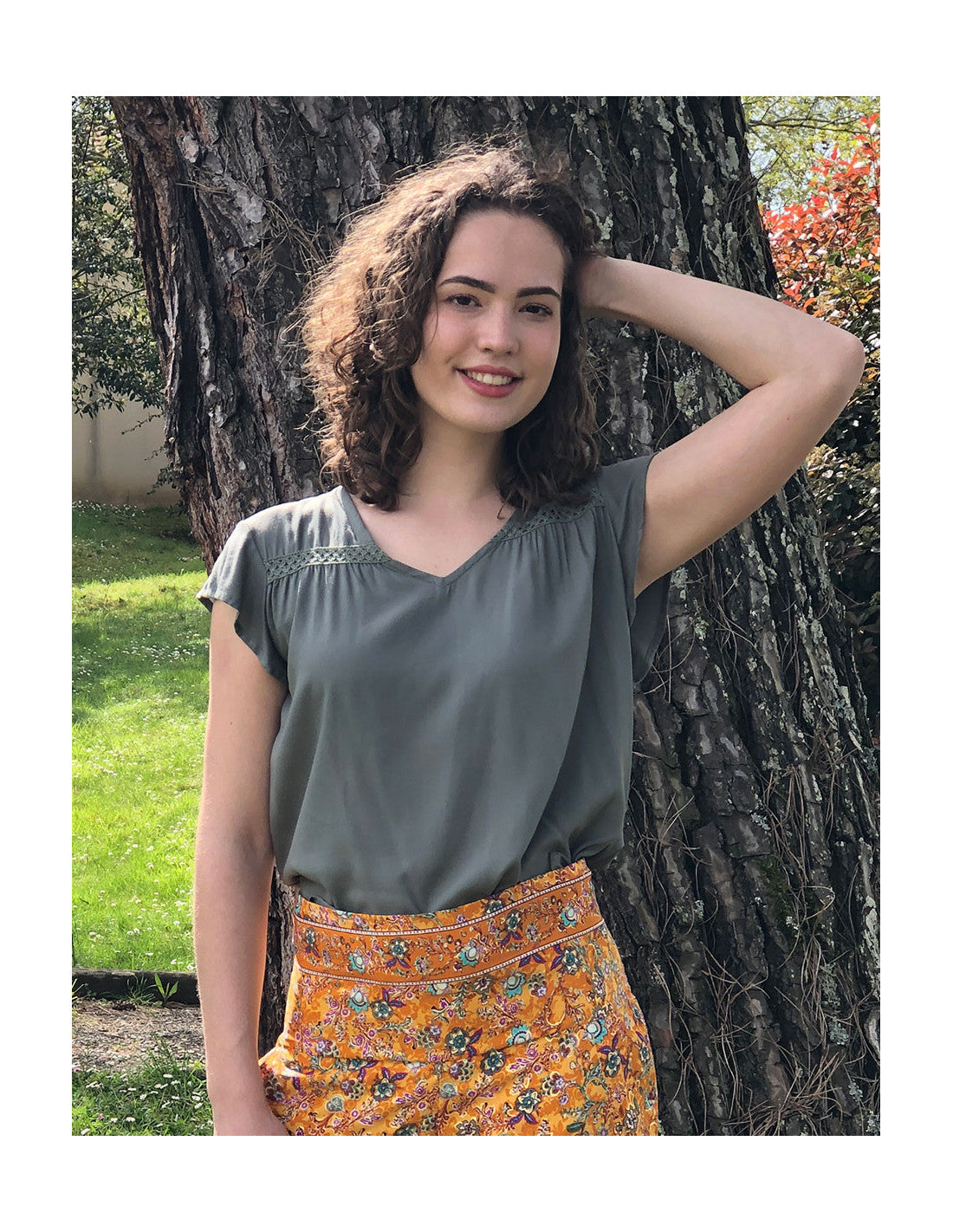 T shirt en viscose uni à manches courtes Coline