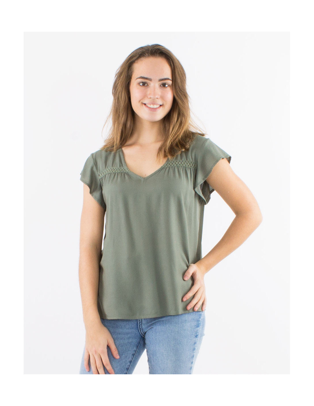 T shirt en viscose uni à manches courtes Coline