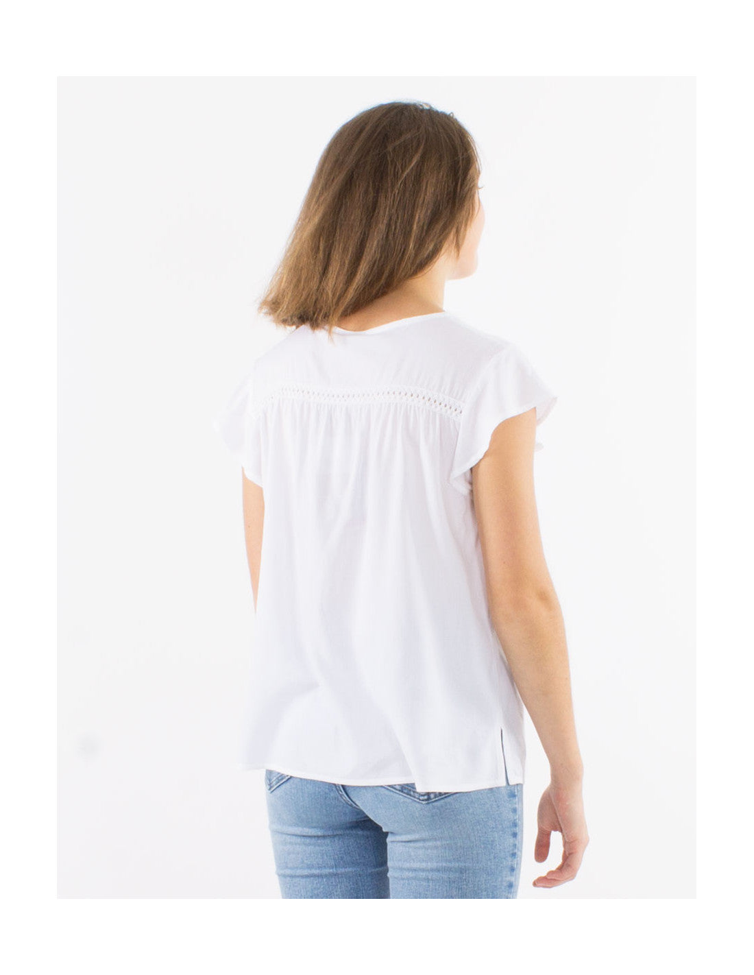 T shirt en viscose uni à manches courtes Coline