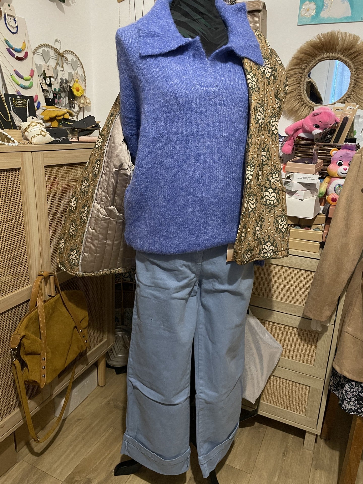 Pull bleu ciel Aster