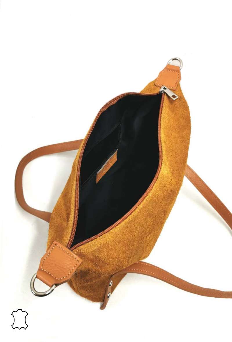 Split leather handbag