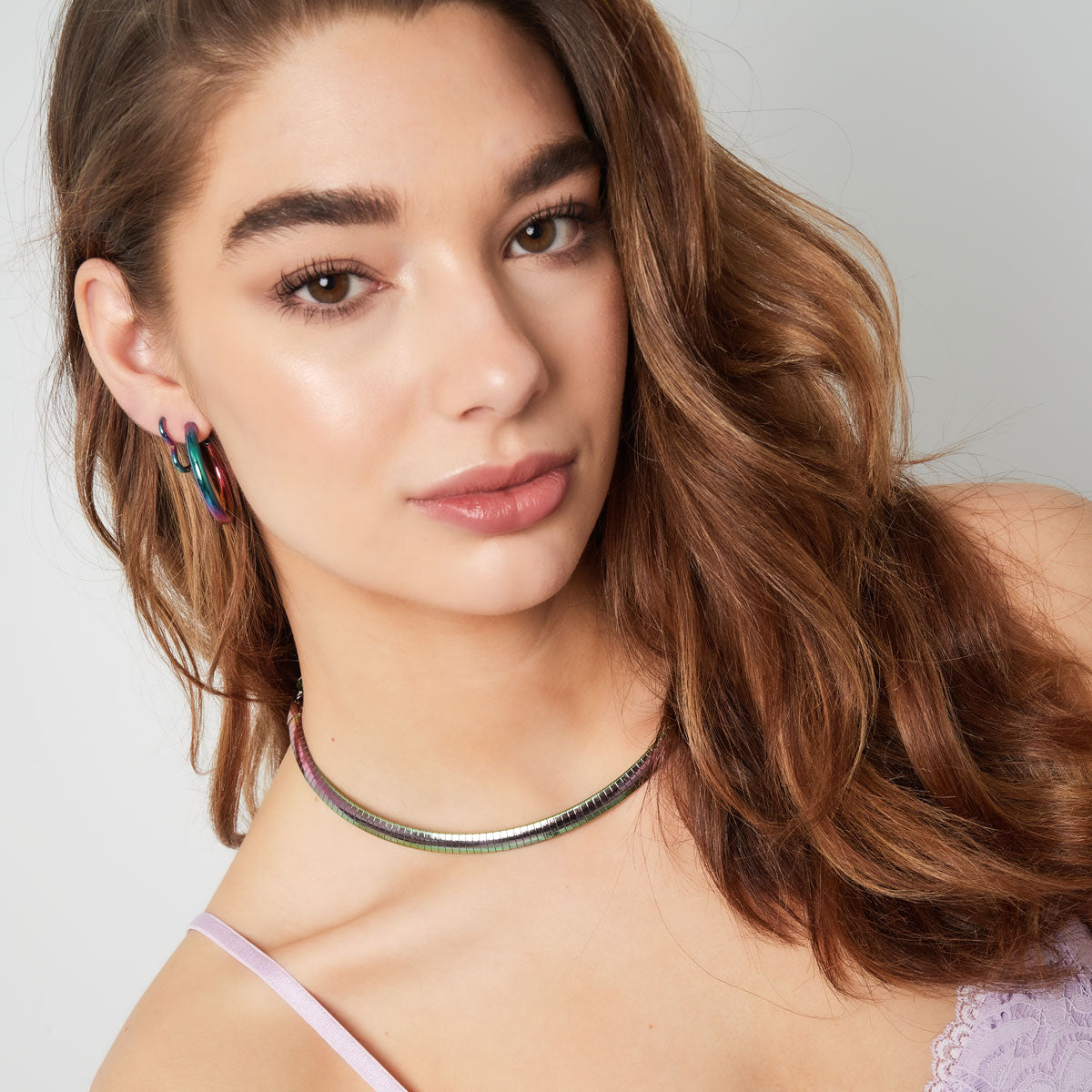 Collier holographique en acier inoxydable