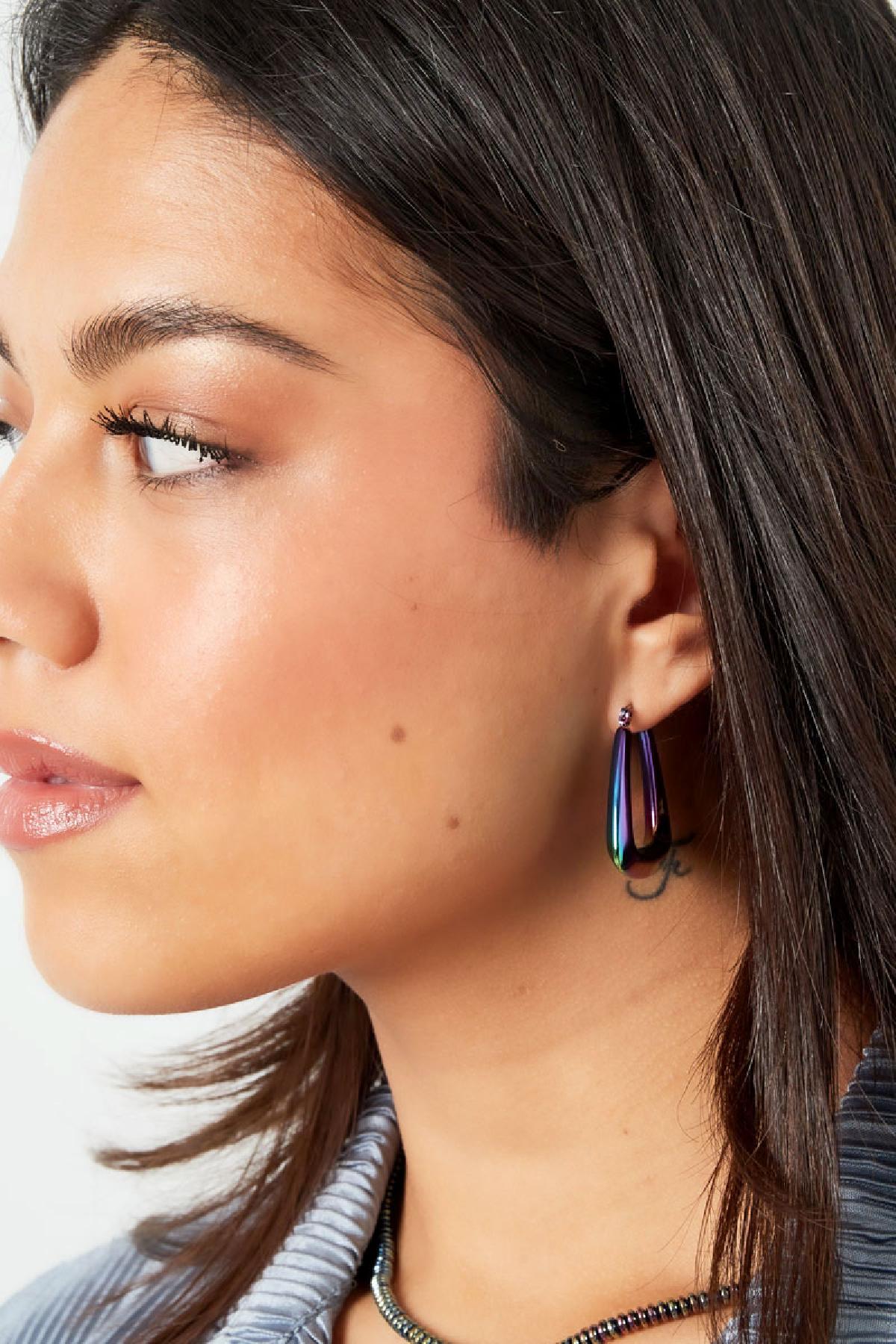 Boucle d'oreille holographique en acier inoxydable