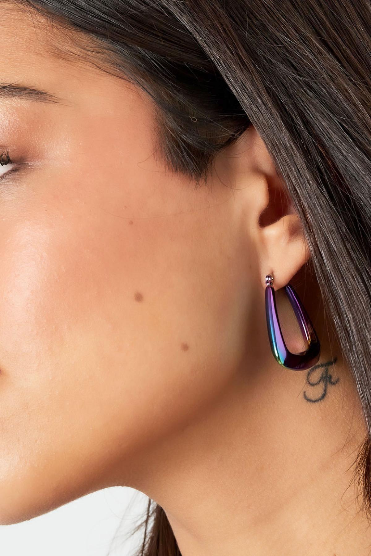 Boucle d'oreille holographique en acier inoxydable