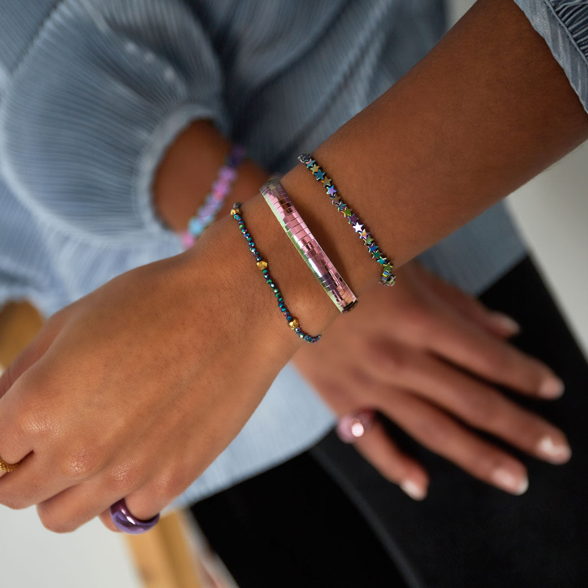 Bracelet holographique en acier inoxydable