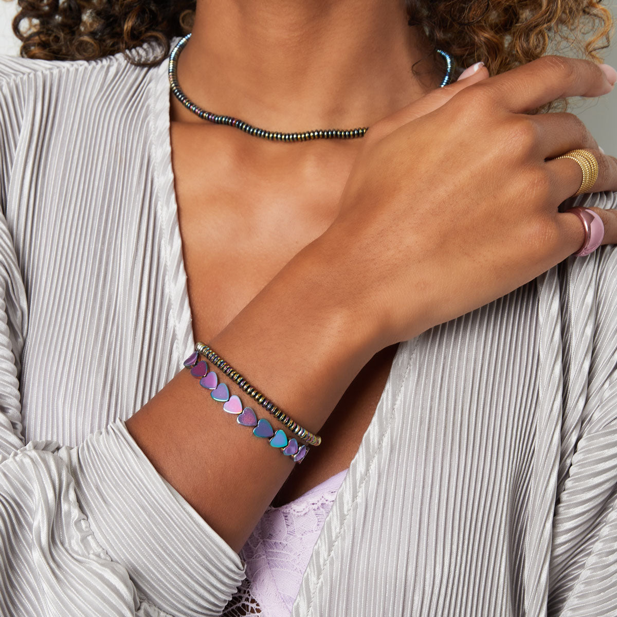 Bracelet holographique en acier inoxydable