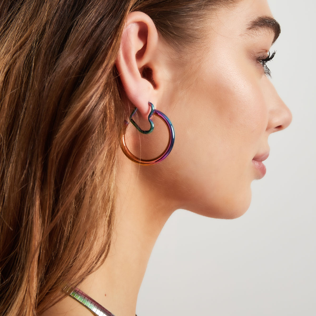 Boucle d'oreille holographique en acier inoxydable