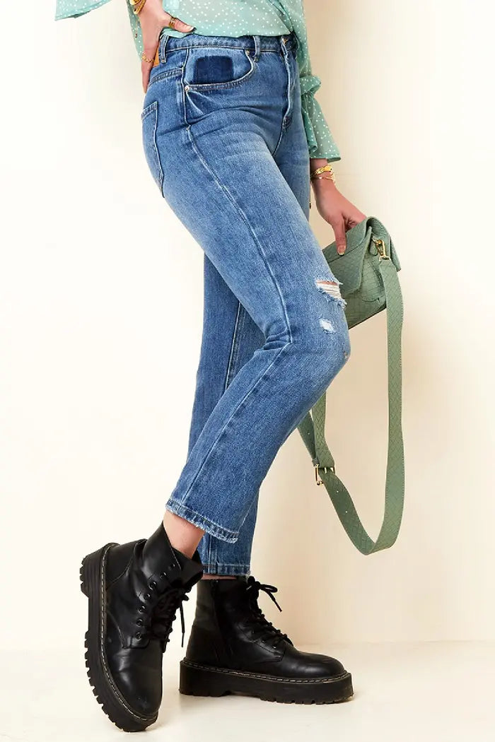 Jeans troués longueur cheville
