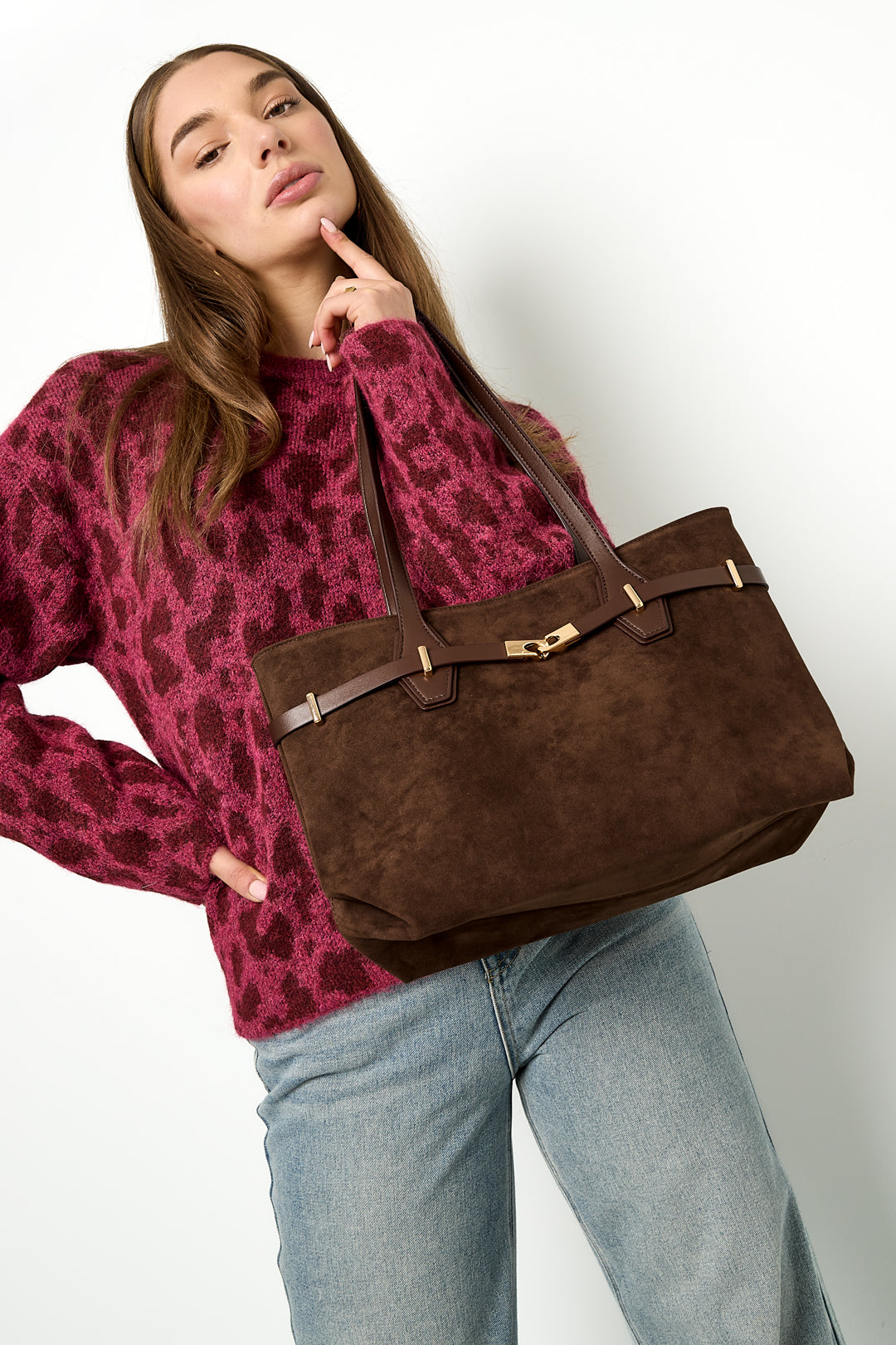 Sac à main suede chocolat