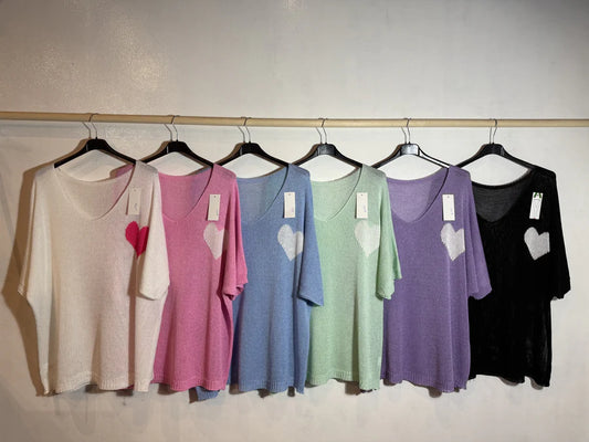 Pull manche courte coeur