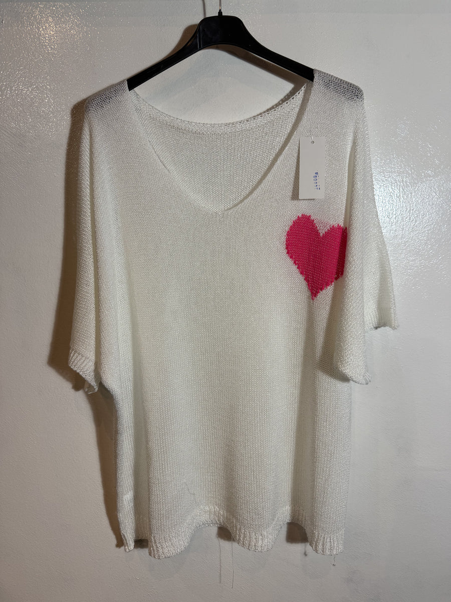 Pull manche courte coeur