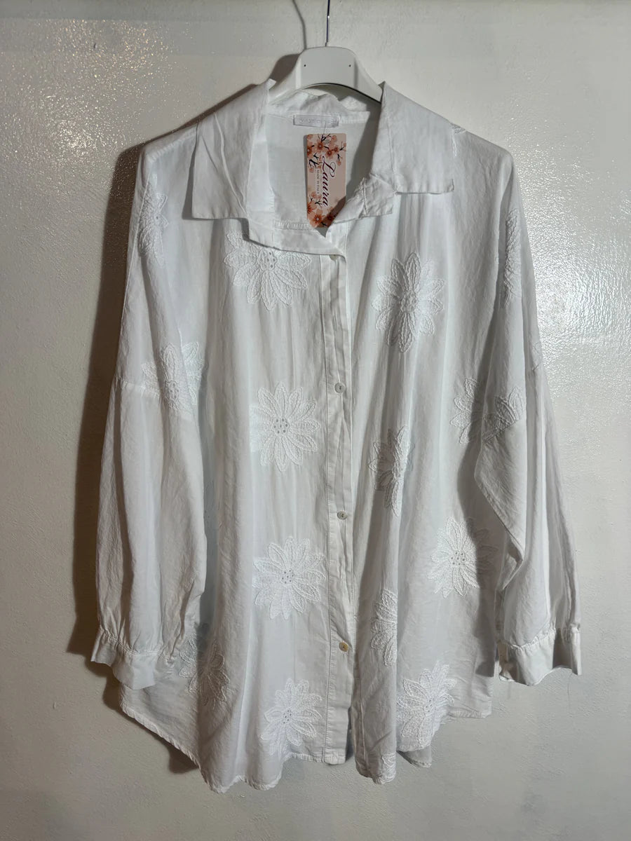 Chemise à fleur en broderie anglaise  plusieurs couleurs