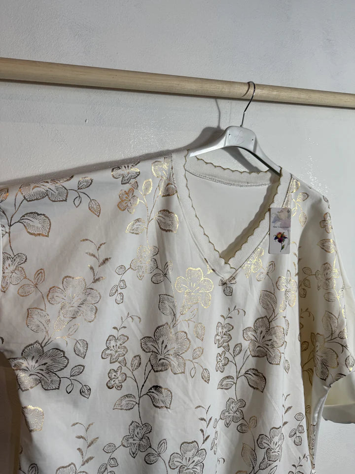 T-shirt épais manches longues imprimé doré