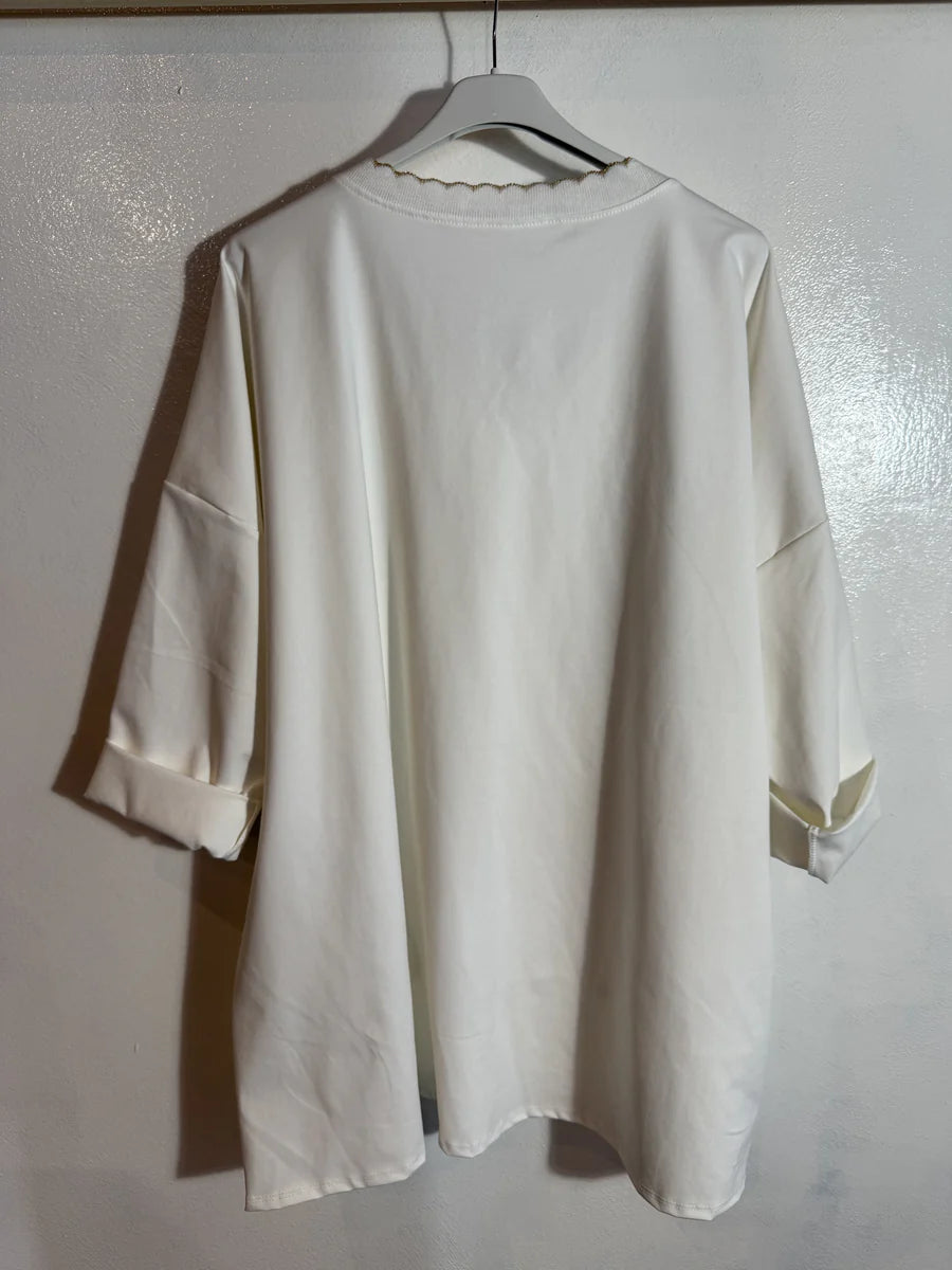 T-shirt épais manches longues imprimé doré