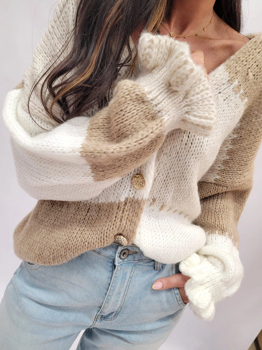 Gilet avec boutons 3 couleurs romantique