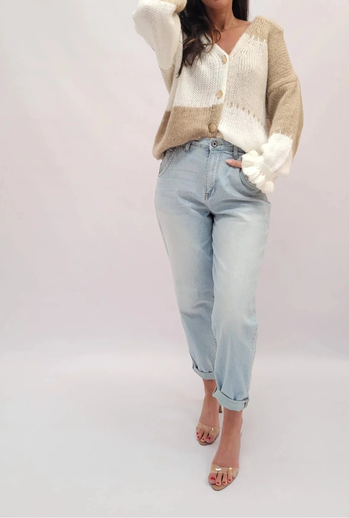 Gilet avec boutons 3 couleurs romantique