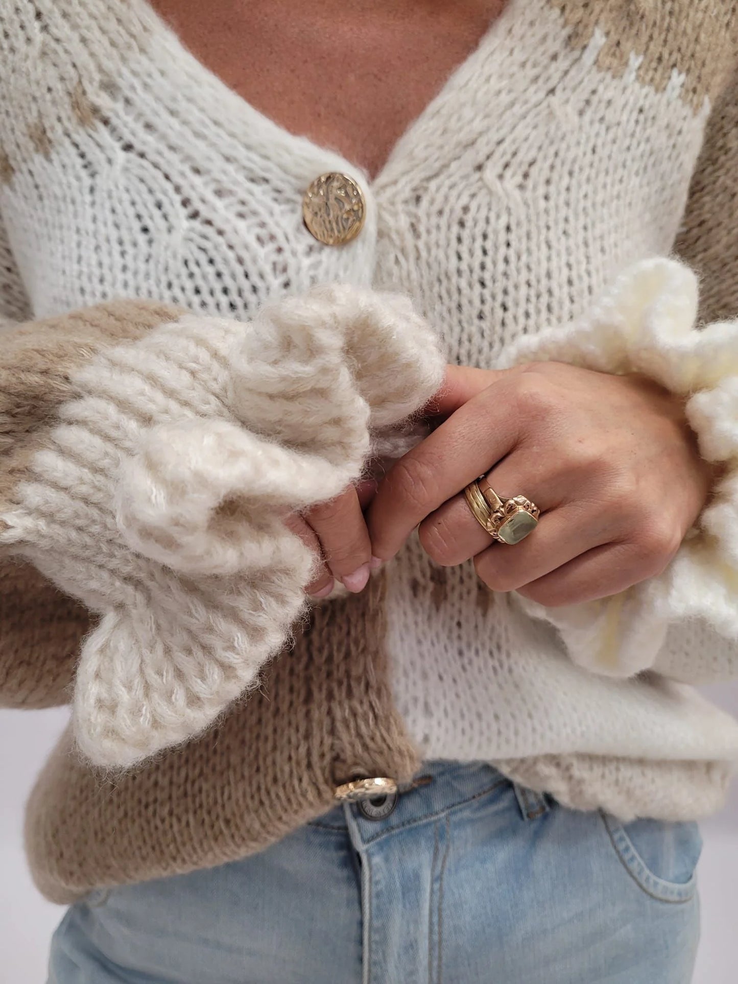 Gilet avec boutons 3 couleurs romantique