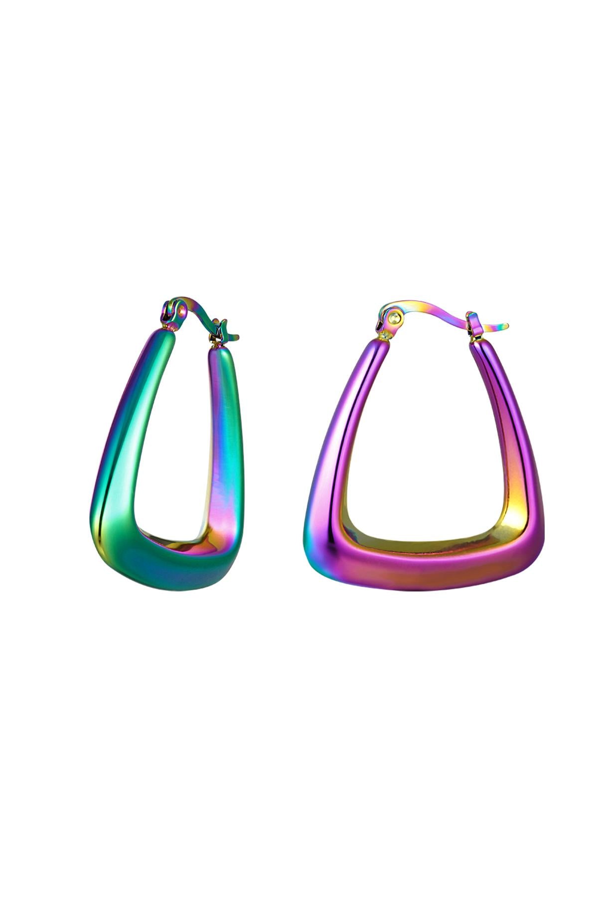 Boucle d'oreille holographique en acier inoxydable